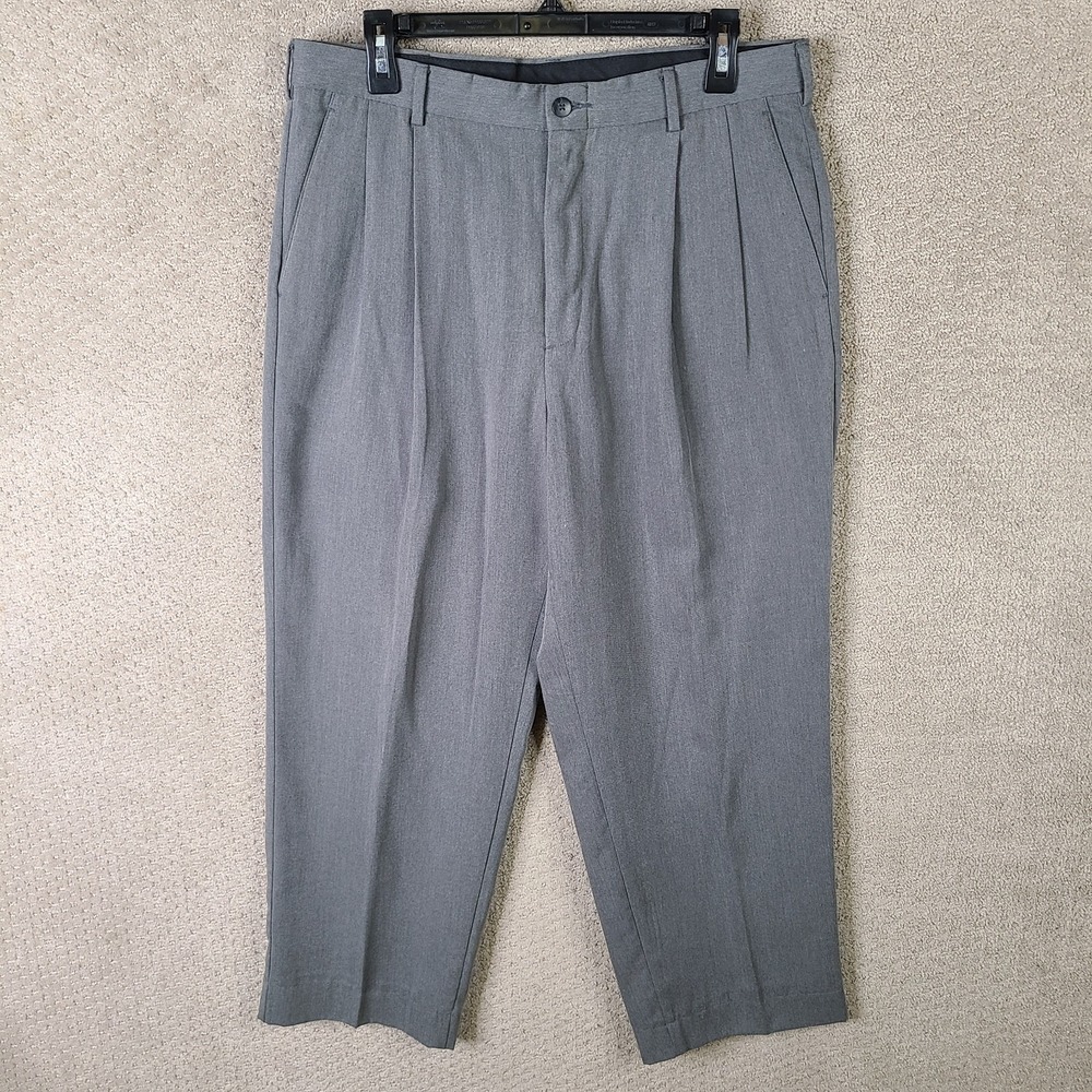 Bill Blass Pants Mens 34x30 (32x26)‎ Gray Tencel Blend Pleated Trouser Office